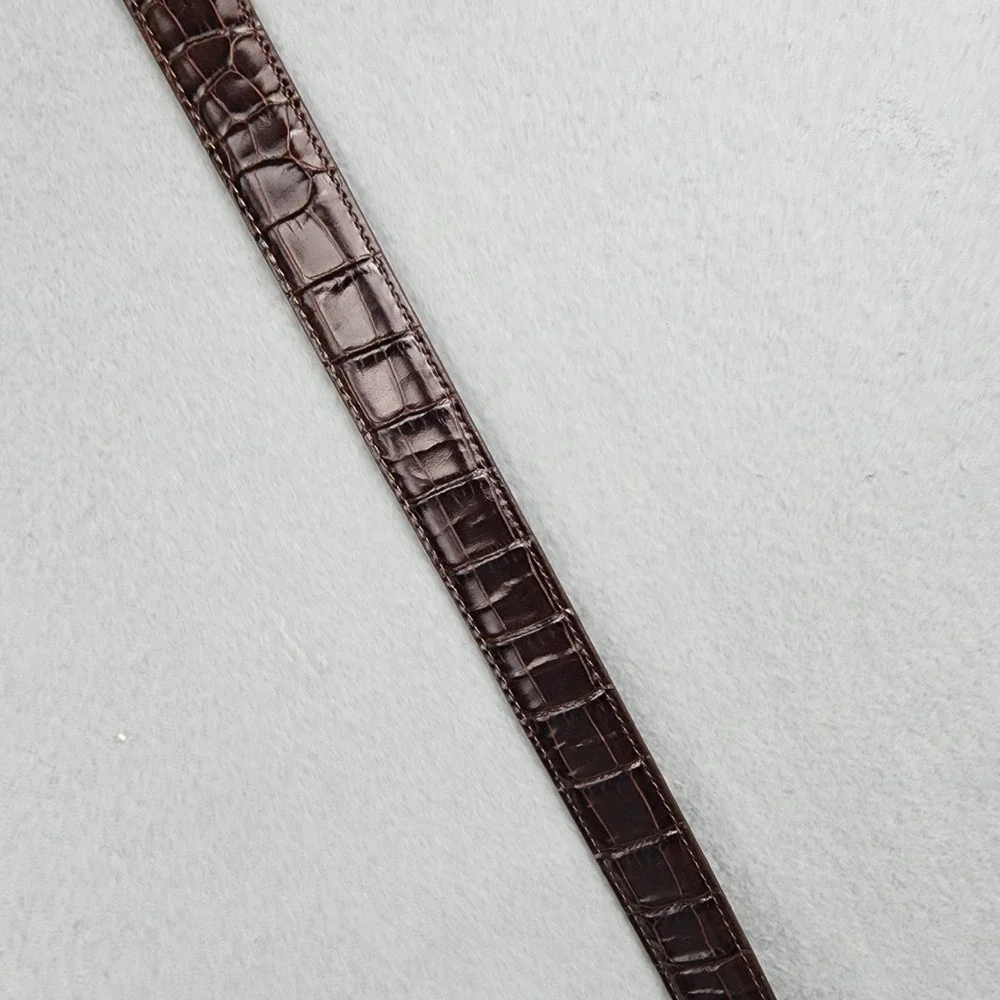 Brighton Belt Womens Medium L 32 Brown Croc Embossed Leather Charm Silver Buckle - Picture 5 of 8